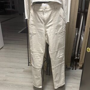 LOFT Women's Cream “the girlfriend”Straight Leg Jeans